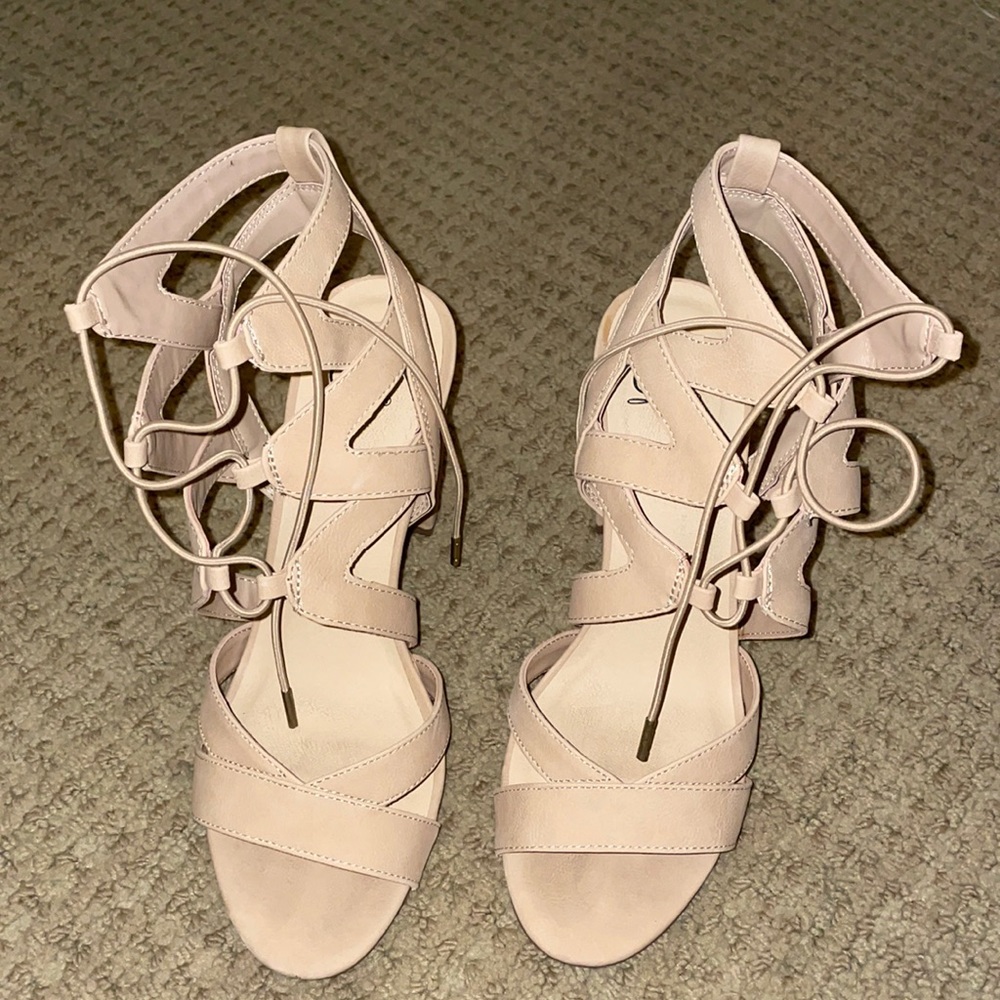 Tan Lace Up Heels